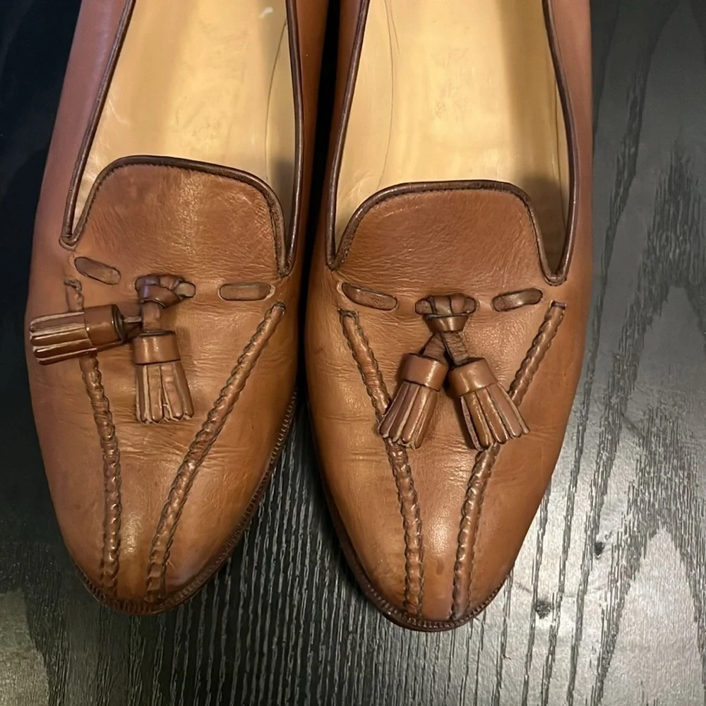 Gucci Tan Leather Tassel Loafers Women's Classic Vintage Size 9AA - Picture 4 of 13